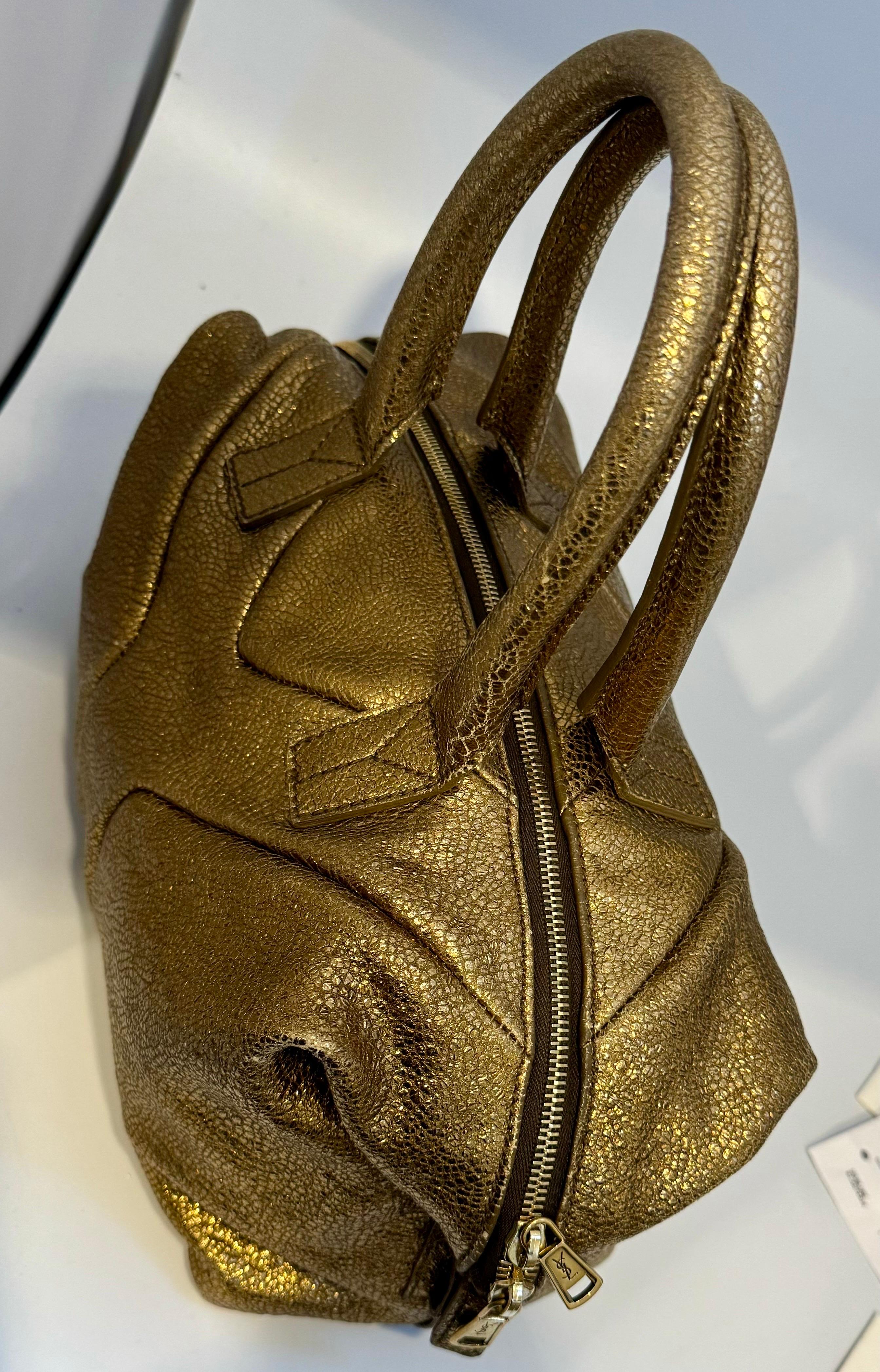Women's Yves Saint Laurent Easy Y Metallic Gold Leather YSL Sac 57 Tote Bag, Brand New  For Sale