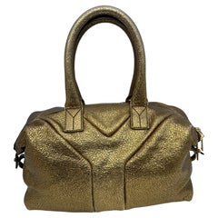 Yves Saint Laurent Easy Y Metallic Gold Leather YSL Sac 57 Tote Bag, Brand New 