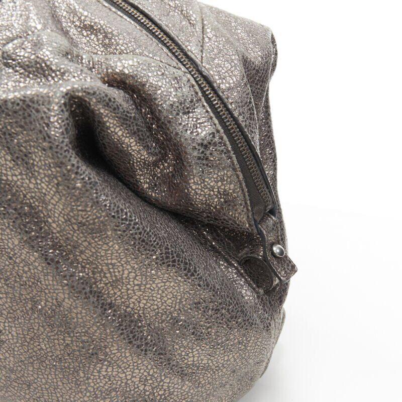 YVES SAINT LAURENT Easy Y metallic silver leather top handle shoulder boston bag 4
