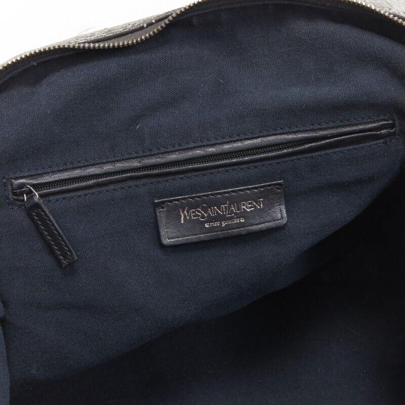 YVES SAINT LAURENT Easy Y metallic silver leather top handle shoulder boston bag 6