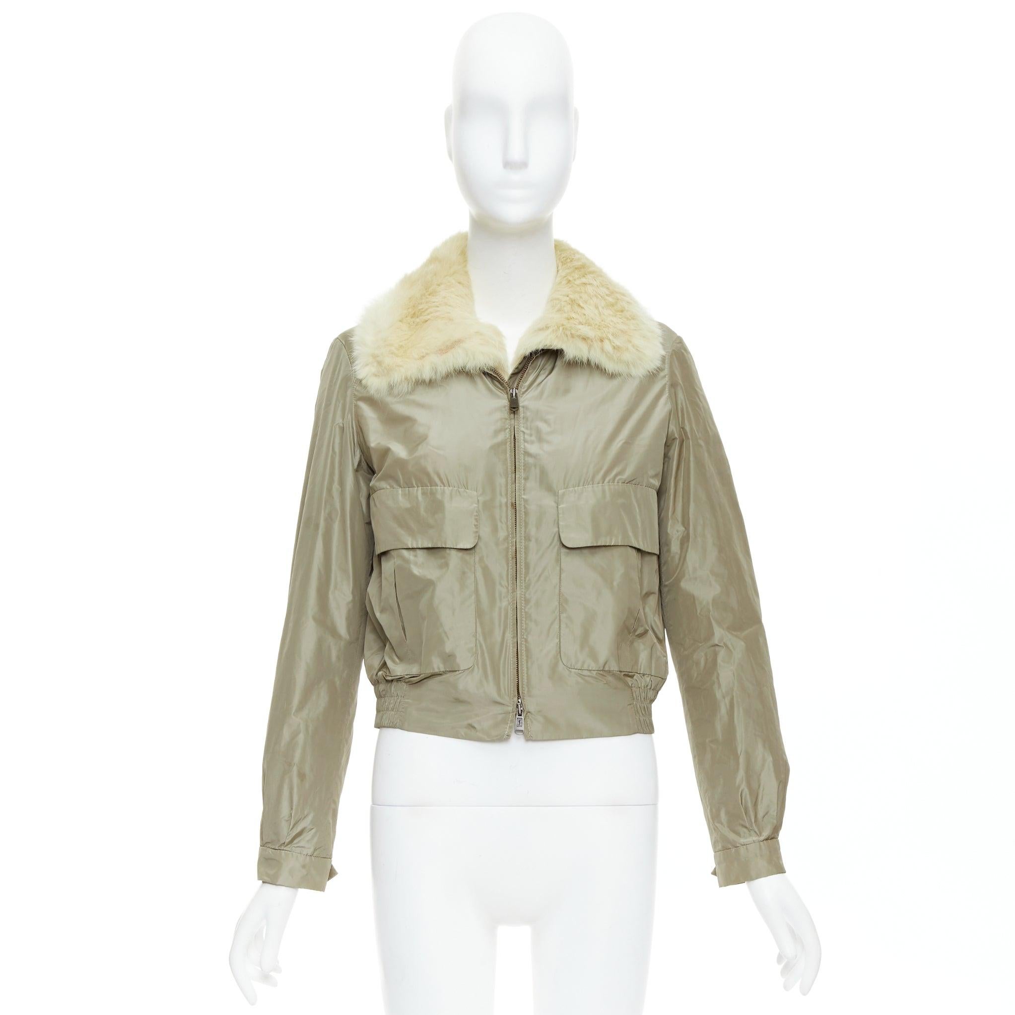 YVES SAINT LAURENT Edition 24 2009 Vintage fur collared nylon aviator jacket M 6