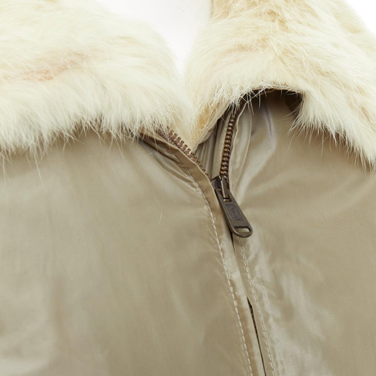 YVES SAINT LAURENT Edition 24 2009 Vintage fur collared nylon aviator jacket M 4