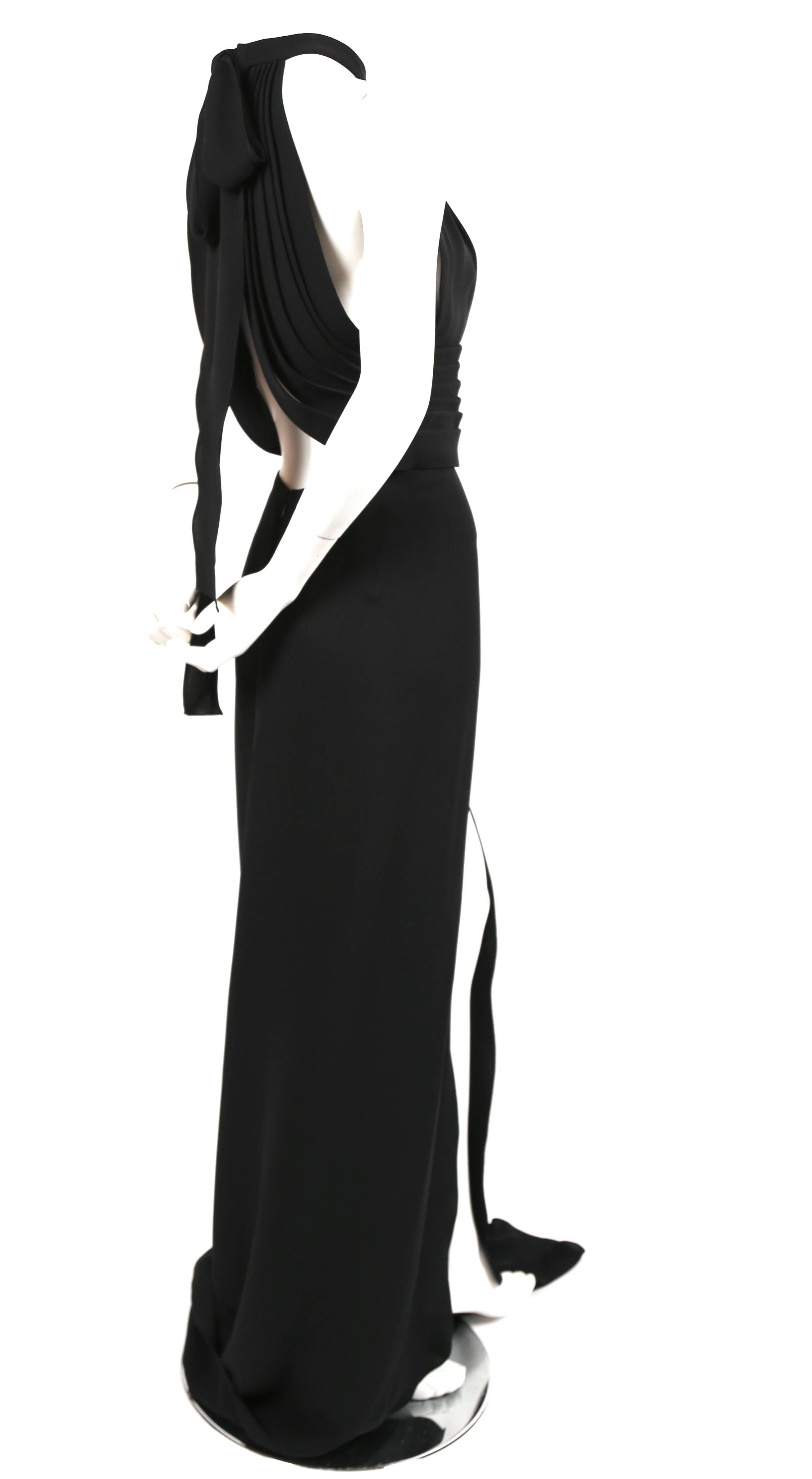 YVES SAINT LAURENT edition soir black silk evening gown with draped back In New Condition In San Fransisco, CA