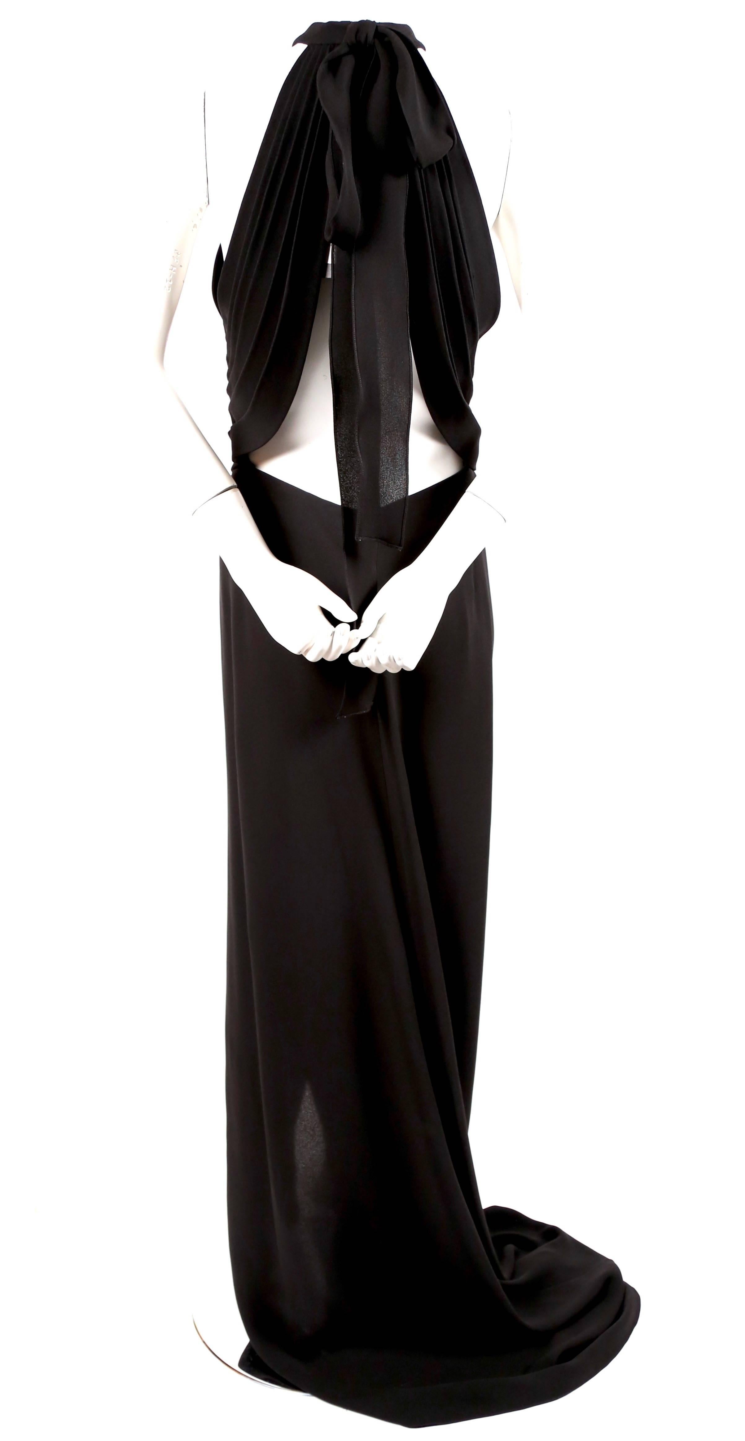 Women's or Men's YVES SAINT LAURENT edition soir black silk evening gown with draped back