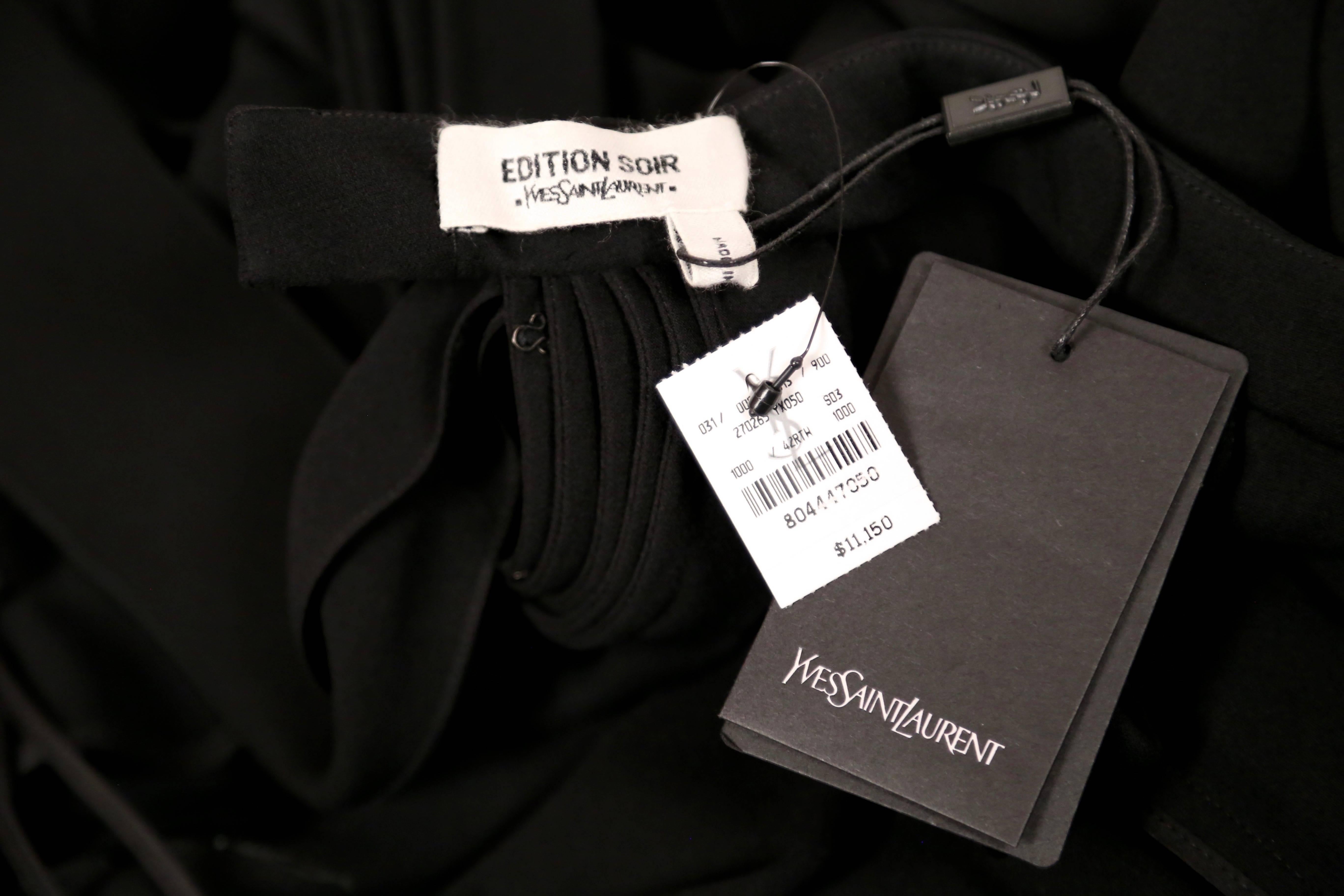 YVES SAINT LAURENT edition soir black silk evening gown with draped back 1