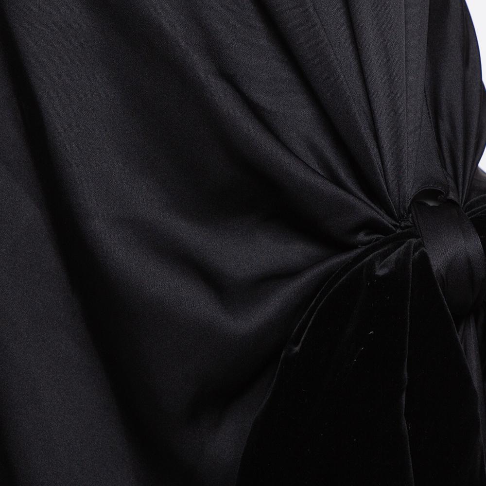 Women's Yves Saint Laurent Edition Soir Black Silk Thigh High Slit Detail Strapless Gown