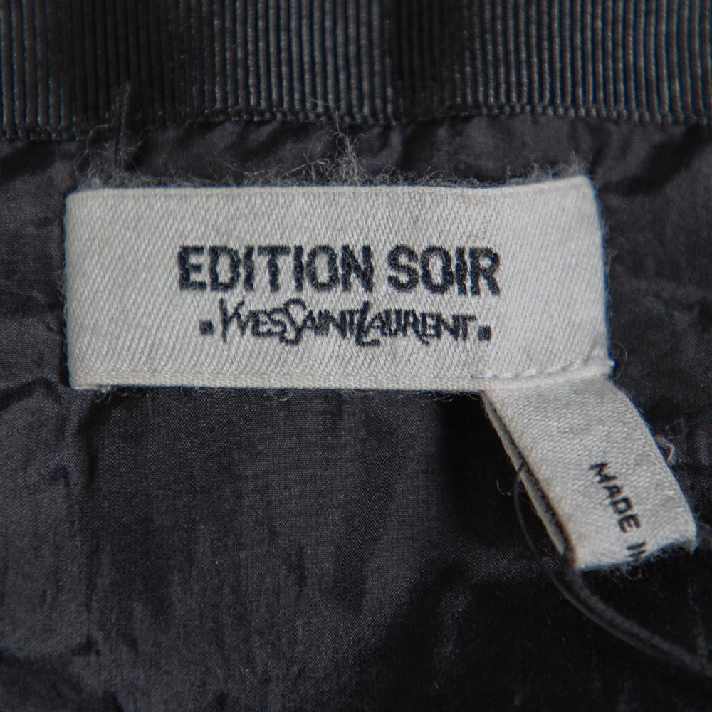Yves Saint Laurent Edition Soir Black Silk Thigh High Slit Detail Strapless Gown 1