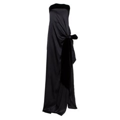 Yves Saint Laurent Edition Soir Black Silk Thigh High Slit Detail Strapless Gown