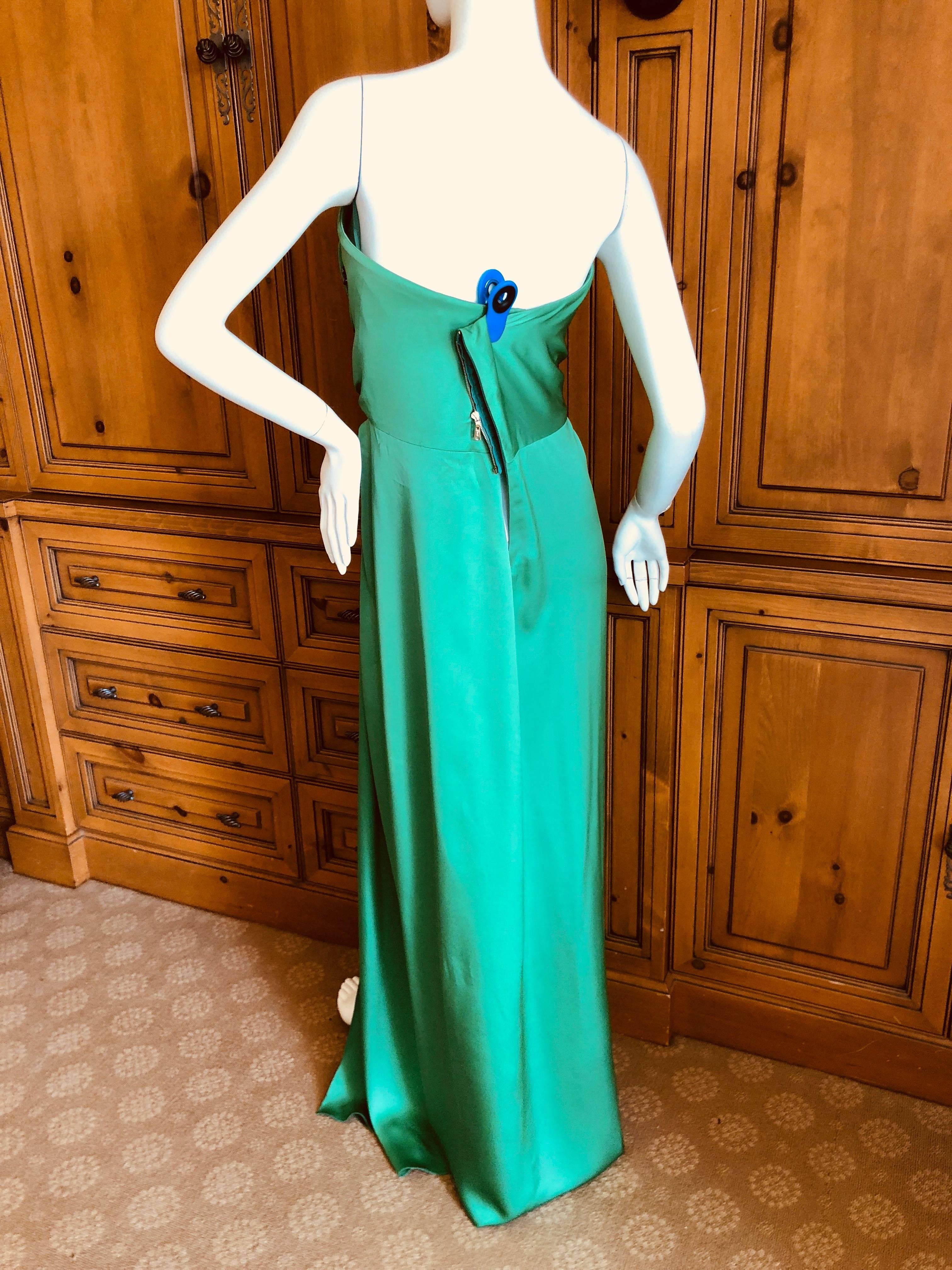 Yves Saint Laurent Edition Soir Embellished Green Silk Strapless Dress New Tags 6