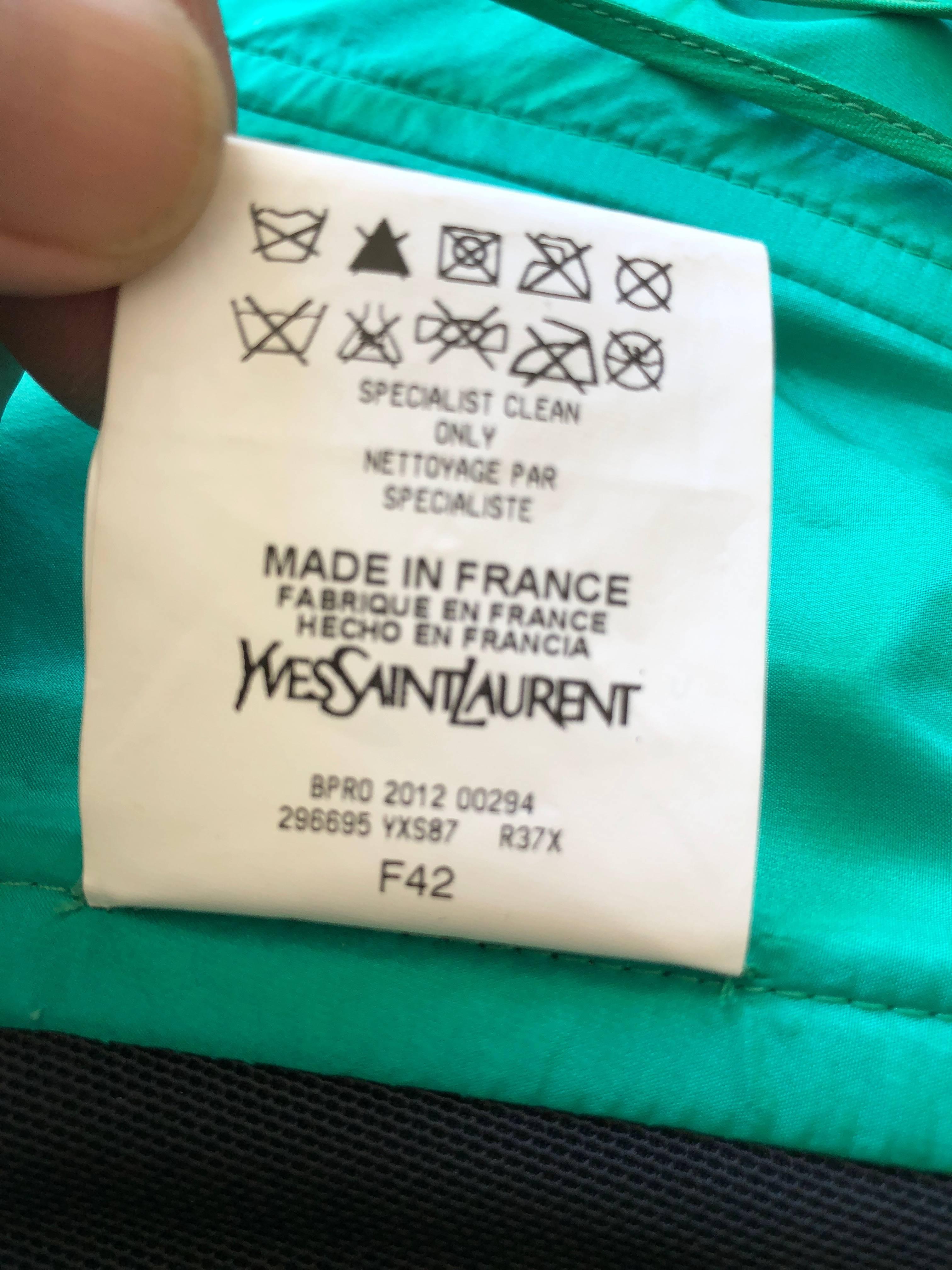 Yves Saint Laurent Edition Soir Embellished Green Silk Strapless Dress New Tags 7