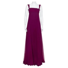 Yves Saint Laurent Edition Soir Purple Silk Chiffon Sleeveless Gown S