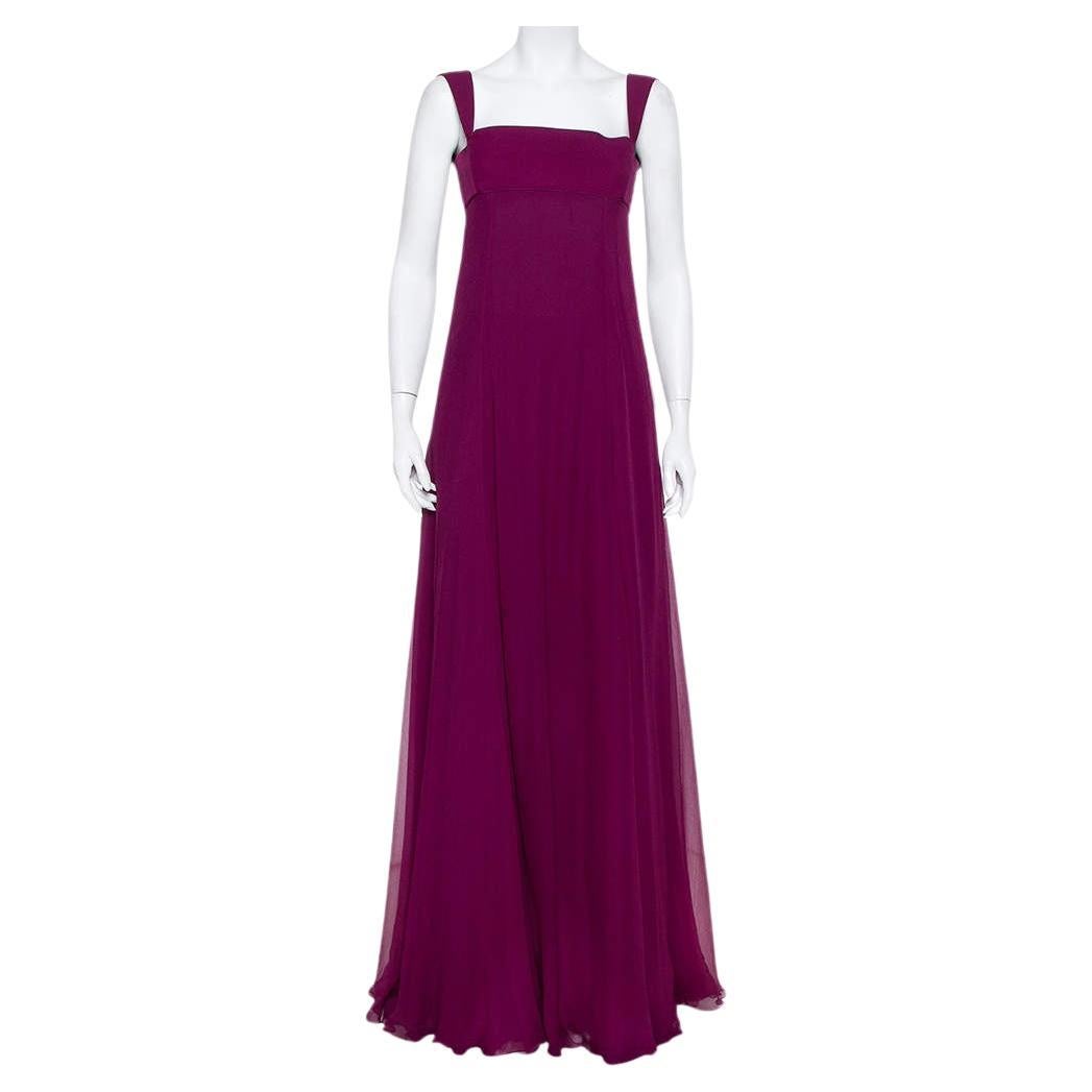 Yves Saint Laurent Edition Soir Purple Silk Chiffon Sleeveless Gown S For Sale