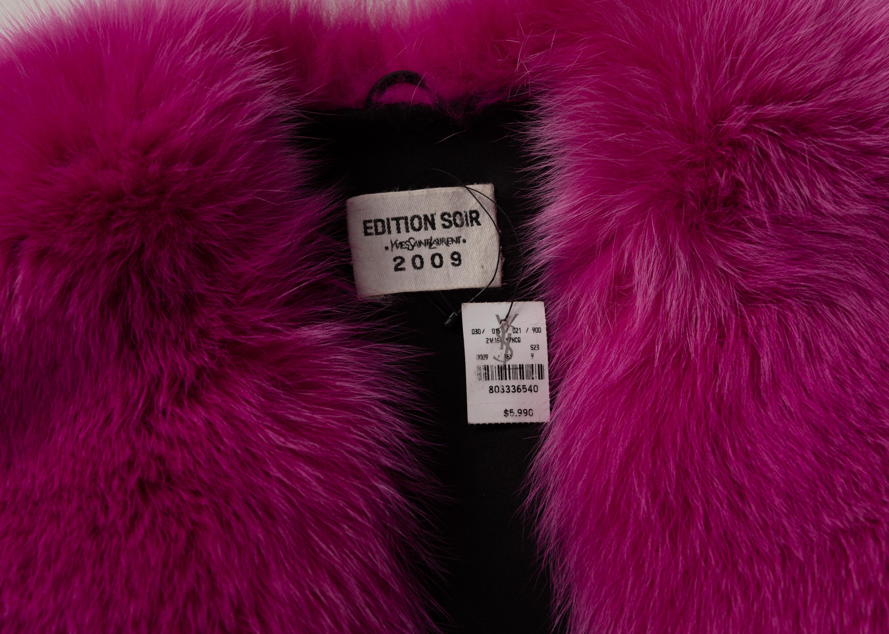 Yves Saint Laurent Edition Soir Shocking Pink Fox Fur Vest YSL, 2009 1