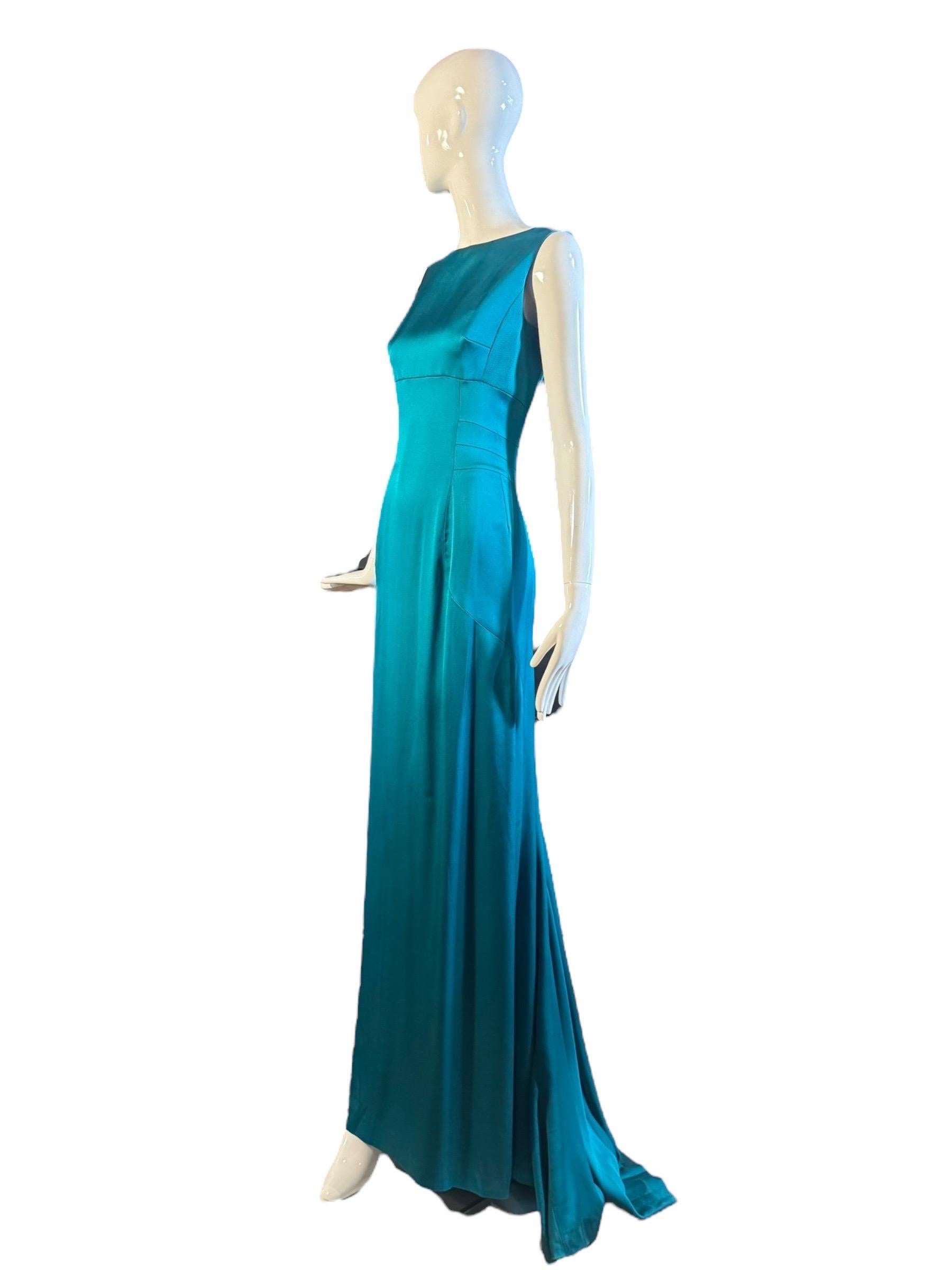 Yves Saint Laurent Édition Soir Teal Silk Gown, FW 2009, Taille 38, NWT Pour femmes en vente