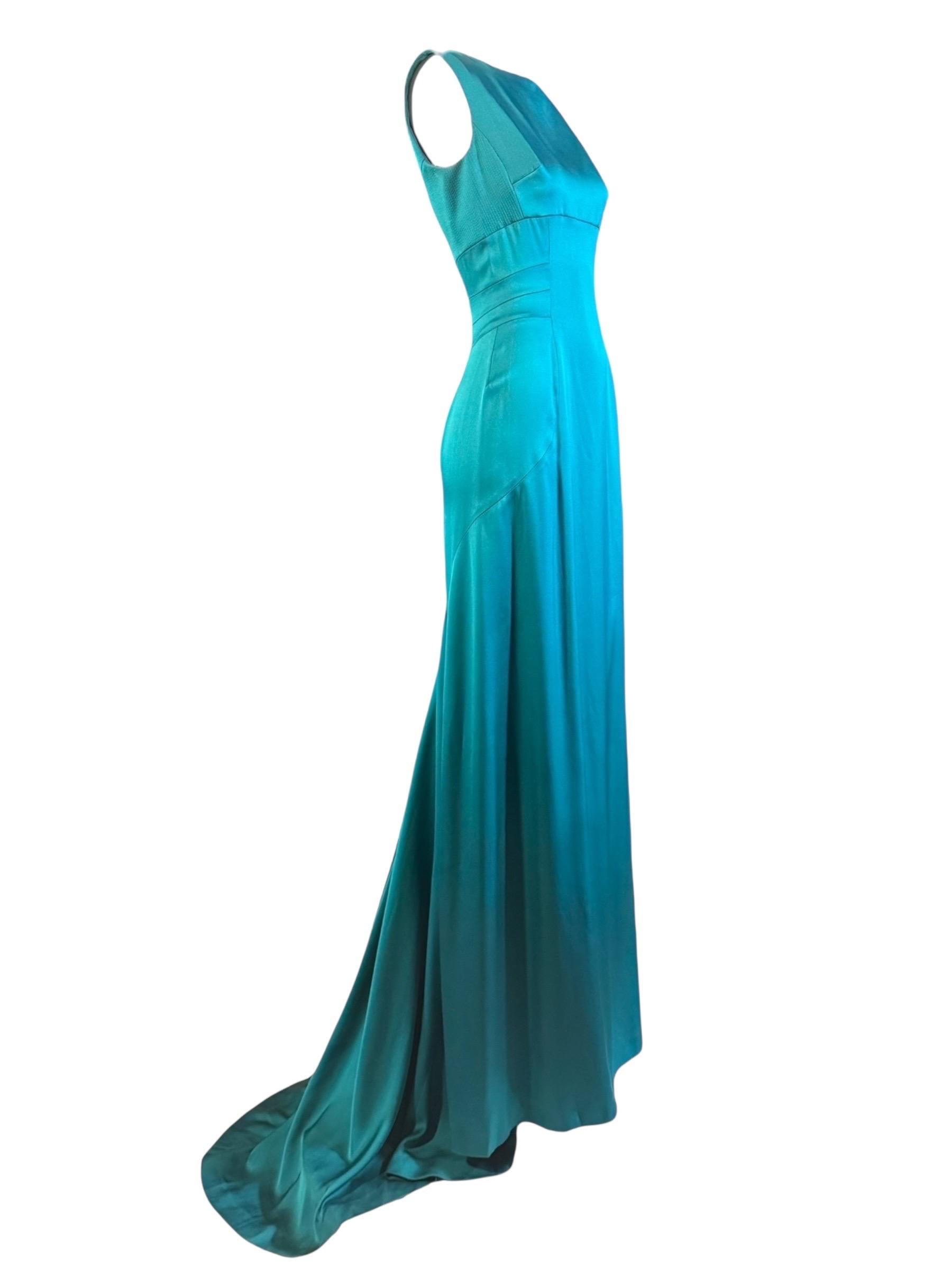 Yves Saint Laurent Édition Soir Teal Silk Gown, FW 2009, Taille 38, NWT en vente 1
