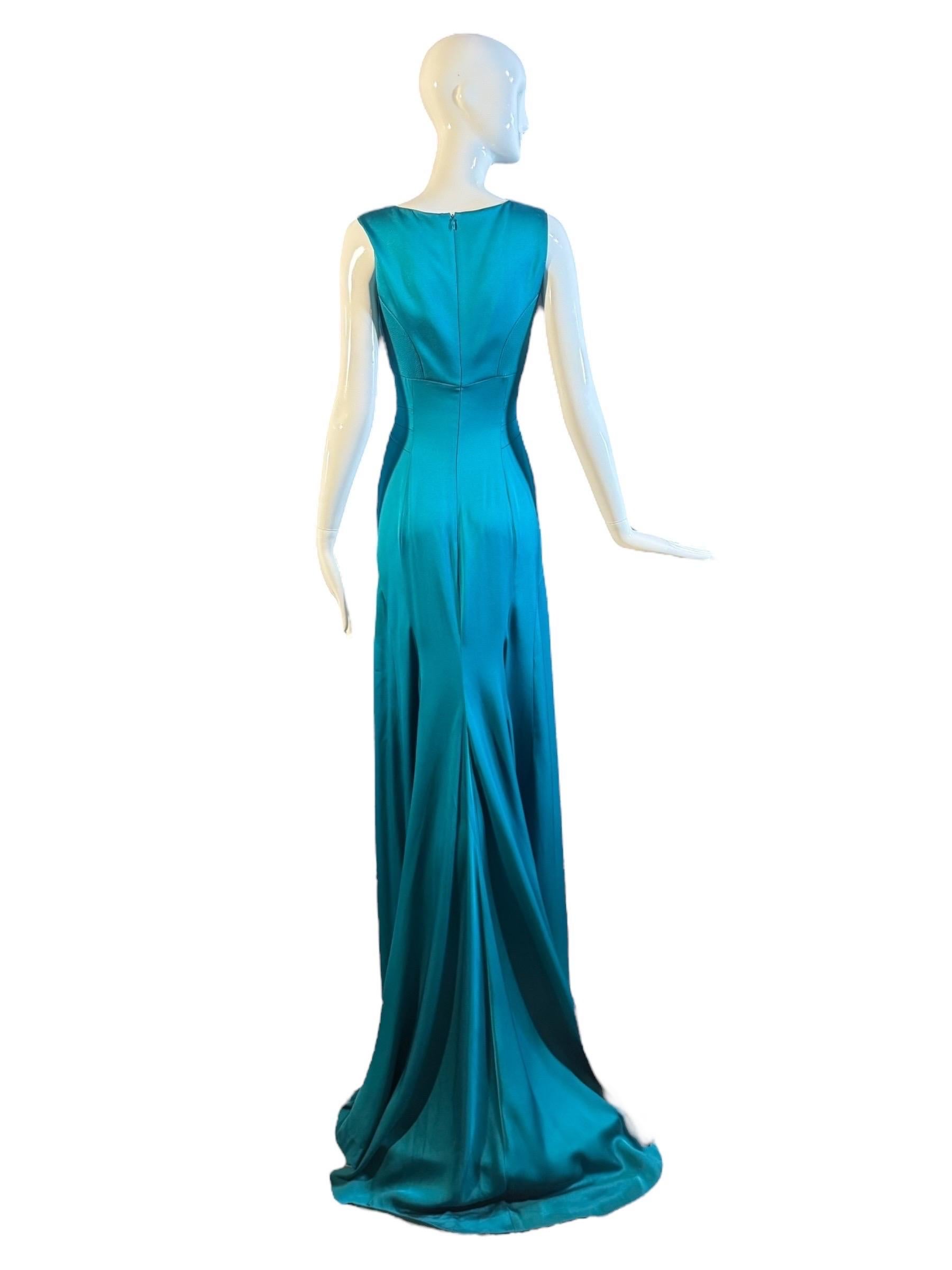 Yves Saint Laurent Édition Soir Teal Silk Gown, FW 2009, Taille 38, NWT en vente 2