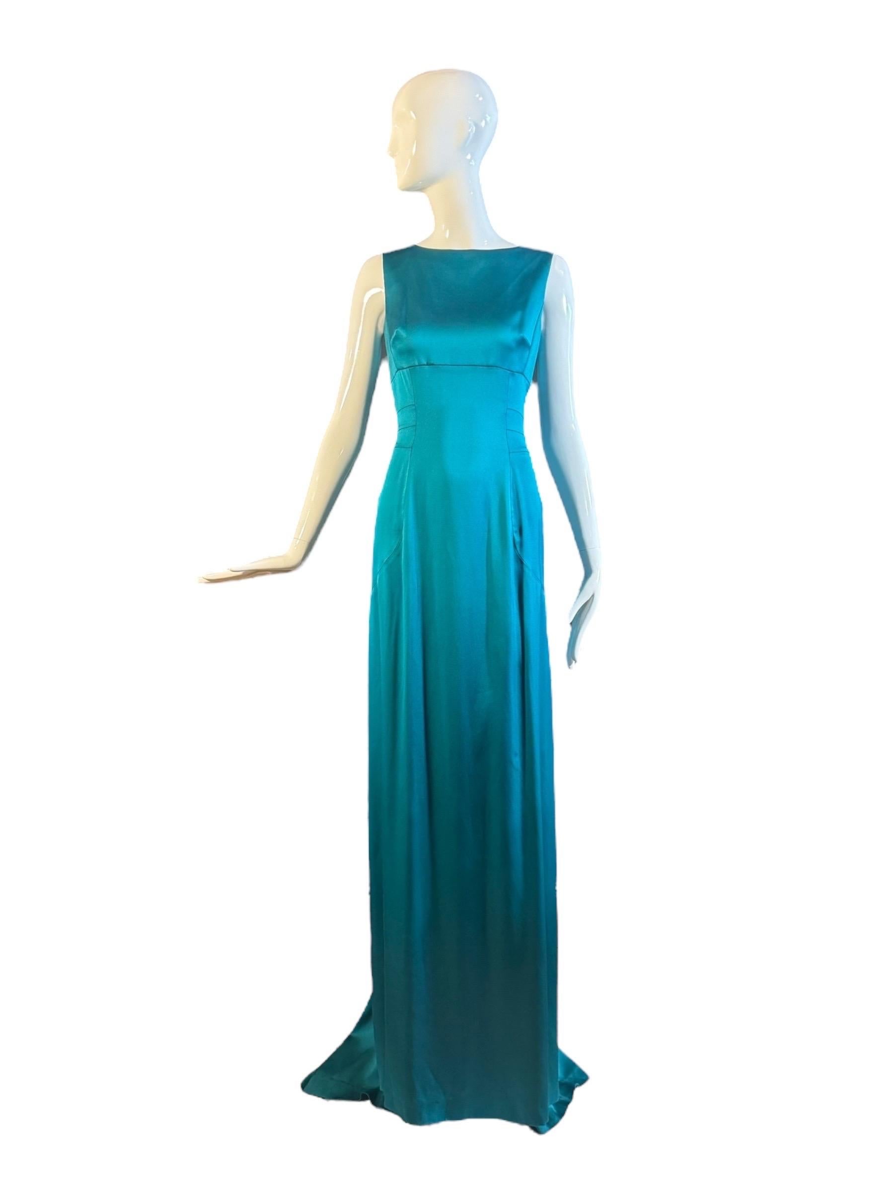 Yves Saint Laurent Édition Soir Teal Silk Gown, FW 2009, Taille 38, NWT en vente 5