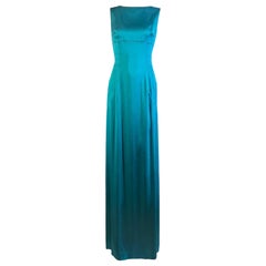 Yves Saint Laurent Édition Soir Bata de seda verde azulado, FW 2009, Talla 38, NWT