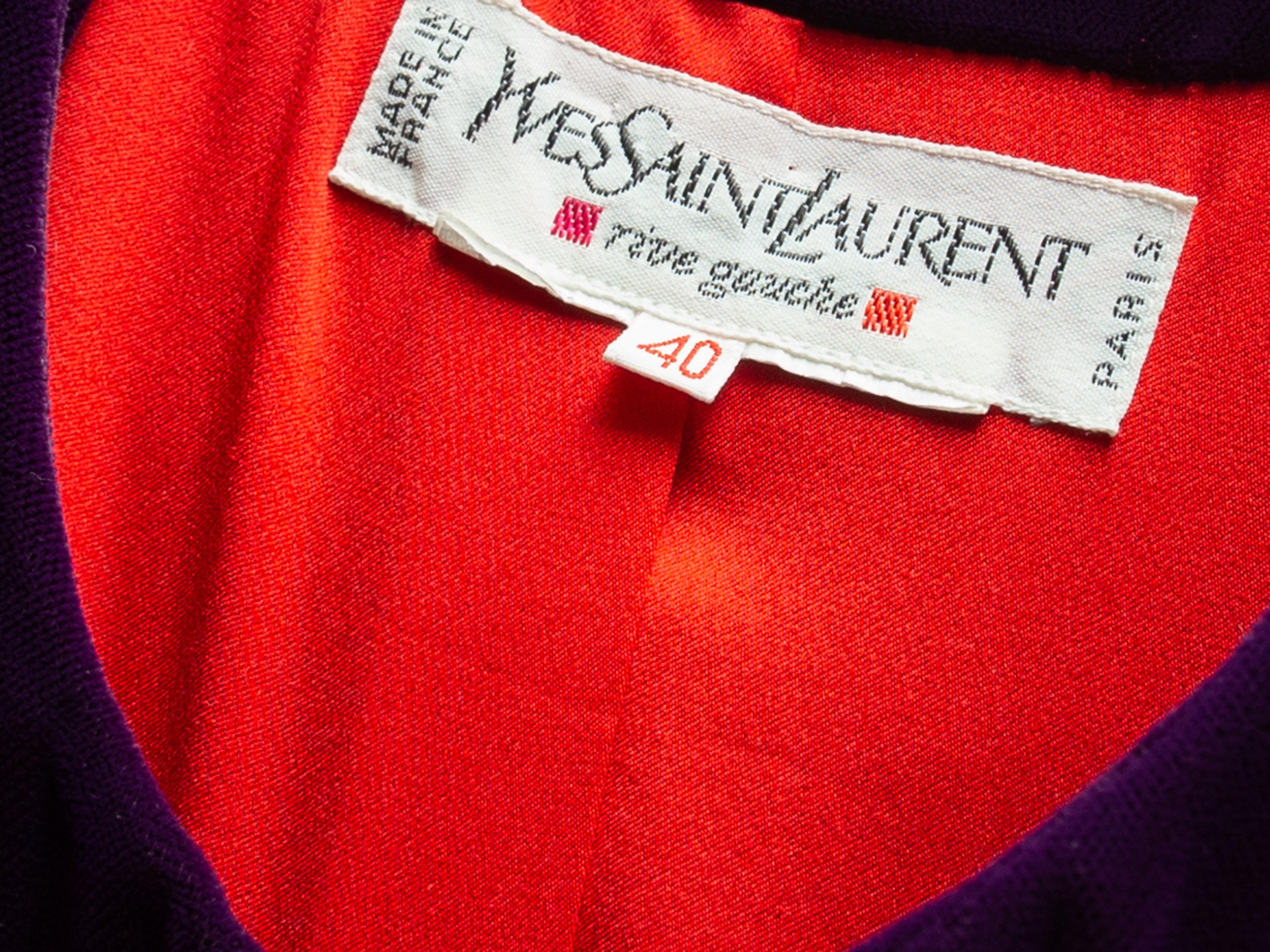 Yves Saint Laurent Eggplant & Multicolor Velvet Short Sleeve Jacket In Excellent Condition In New York, NY