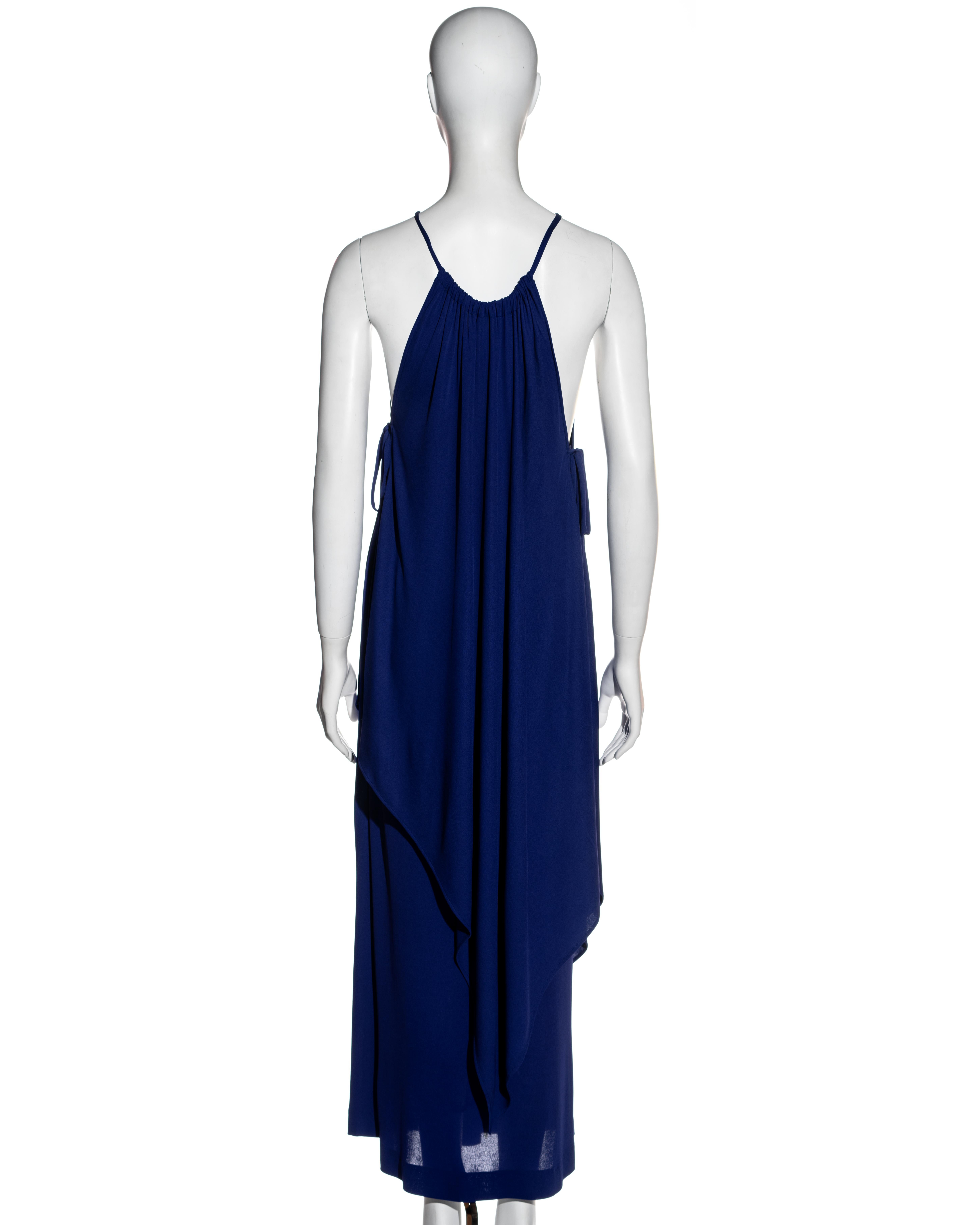 Yves Saint Laurent Egyptian blue rayon tunic and skirt set, c. 1970s In Excellent Condition In London, GB