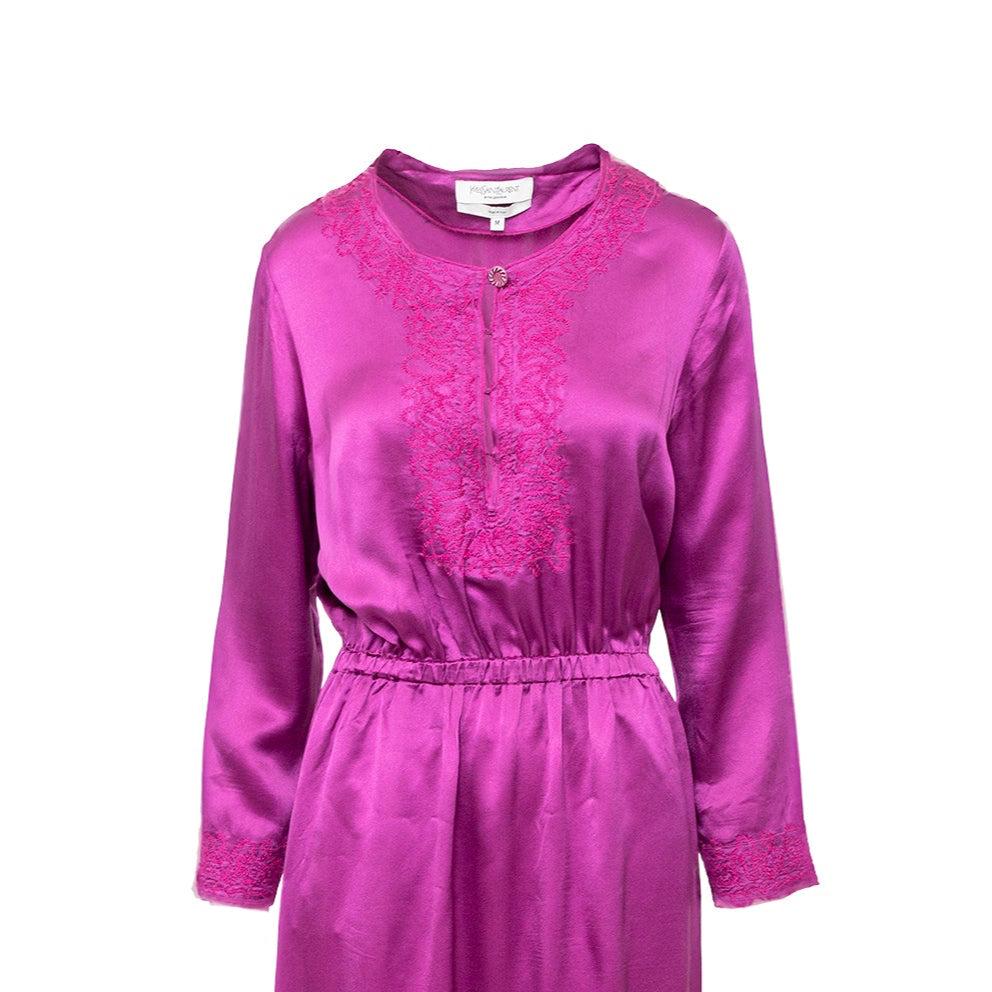 Viola Abito lungo ricamato di Yves Saint Laurent - Anni '10 in vendita