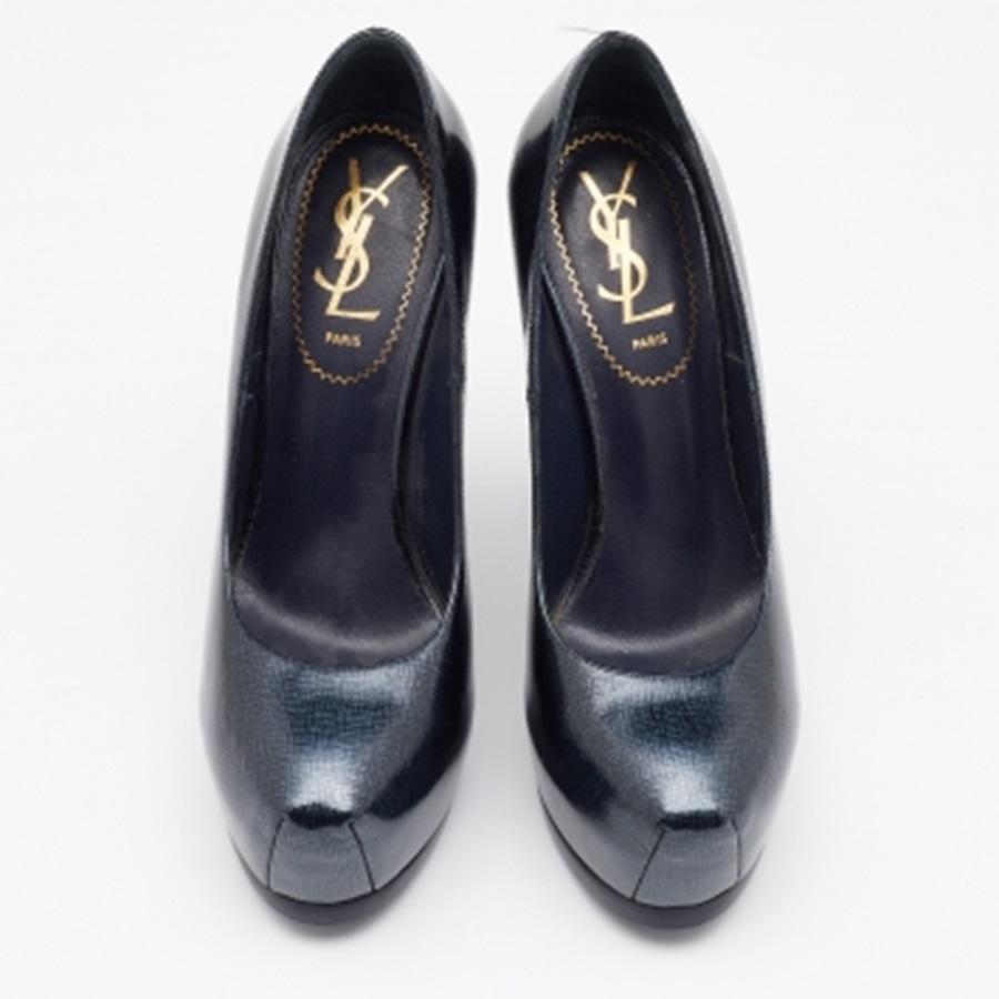 Yves Saint Laurent Emeral Green Patent Leather Tribtoo Platform Pumps Size 36 For Sale 3