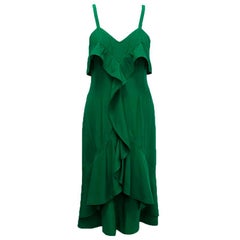 Yves Saint Laurent Emerald Green Ruffle Dress FR 40