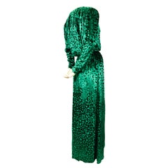 YVES SAINT LAURENT Emerald Green Velvet Leopard Gown