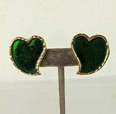 Yves Saint Laurent Enamel Heart Earrings
