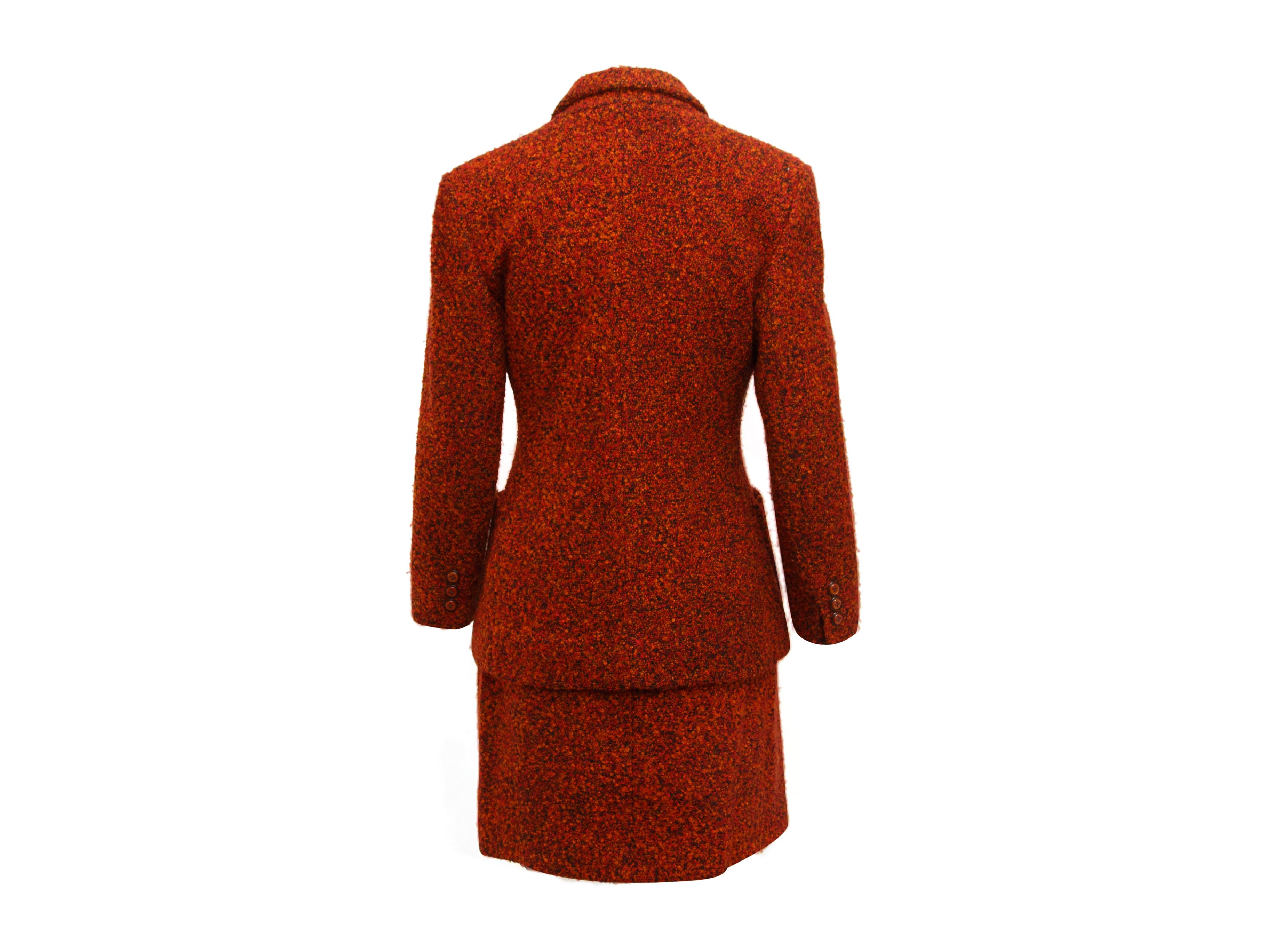 Red Yves Saint Laurent Encore Orange Tweed Skirt Suit Set
