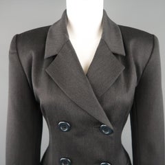 YVES SAINT LAURENT Encore Size 6 Charcoal Double Breasted Jacket