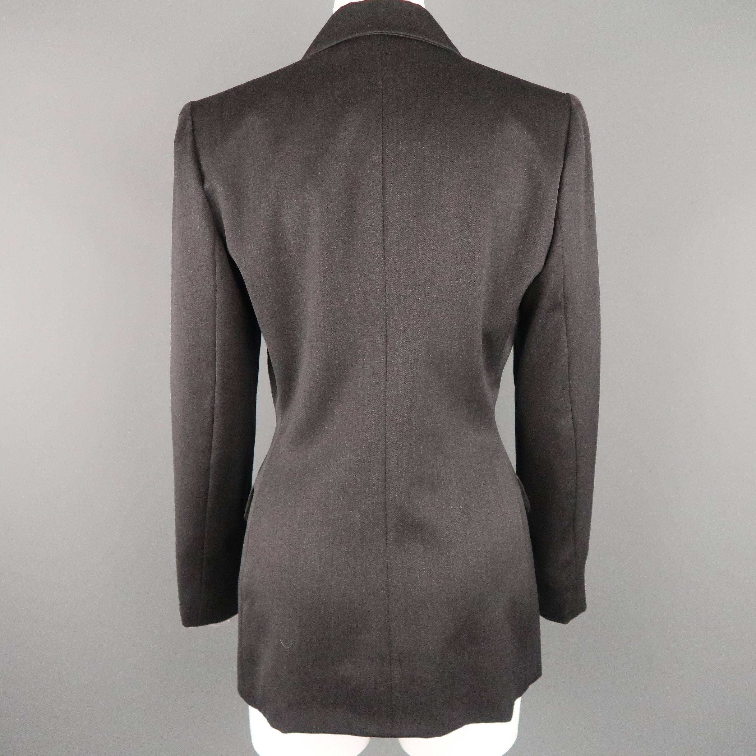 YVES SAINT LAURENT Encore Size 6 Charcoal Double Breasted Jacket In Excellent Condition In San Francisco, CA