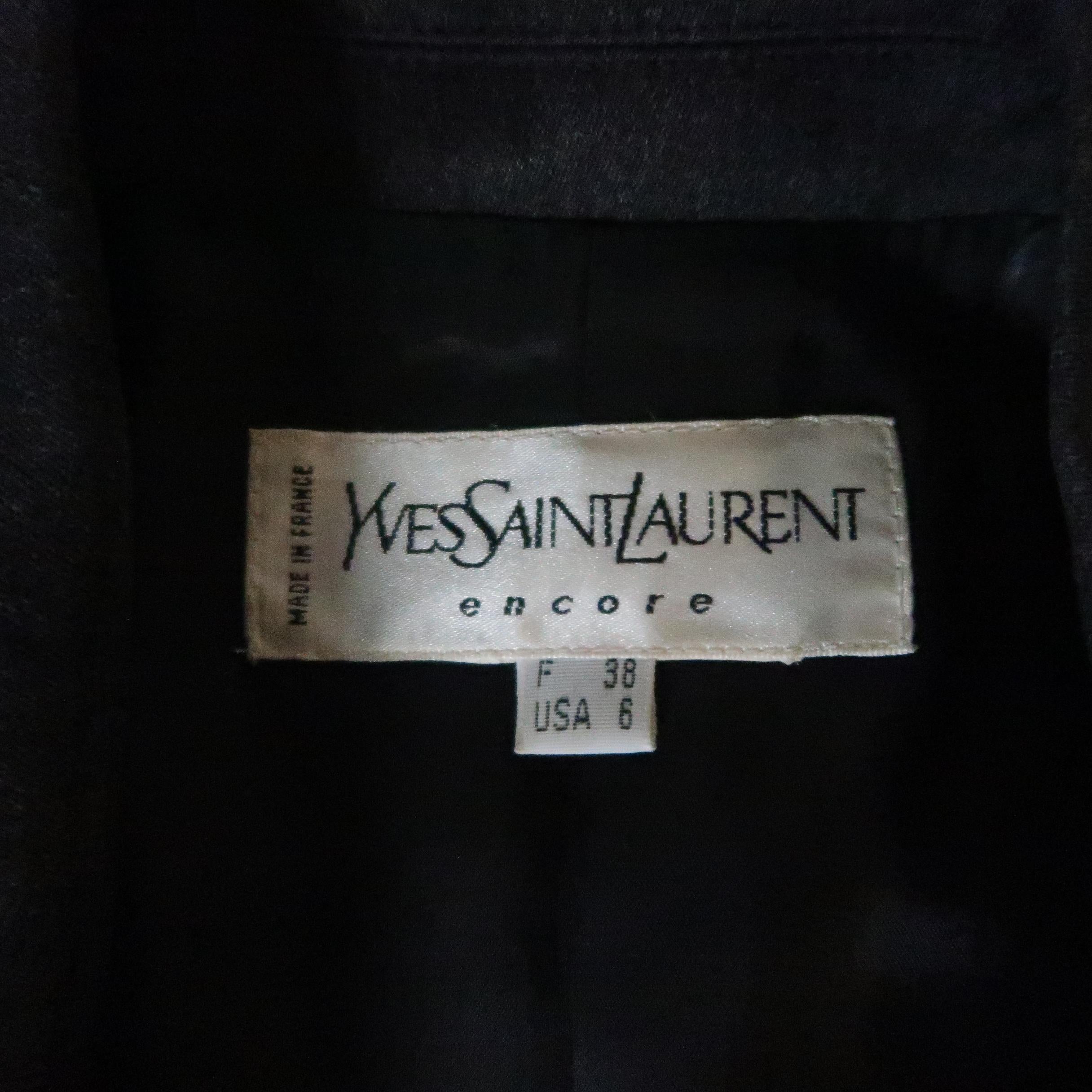 Women's YVES SAINT LAURENT Encore Size 6 Charcoal Double Breasted Jacket