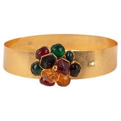 Yves Saint Laurent Engraved Golden Metal Belt