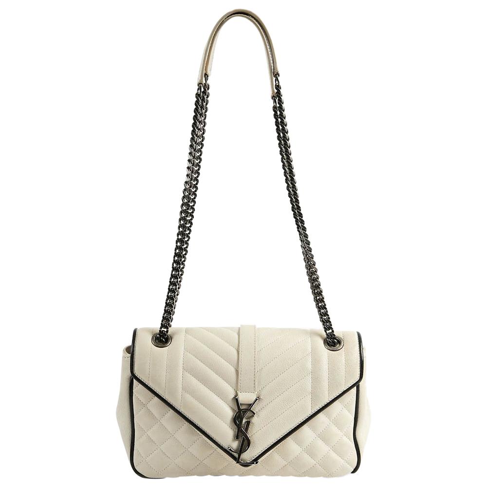 Yves Saint Laurent Envelope Monogram Beige Shoulder Bag