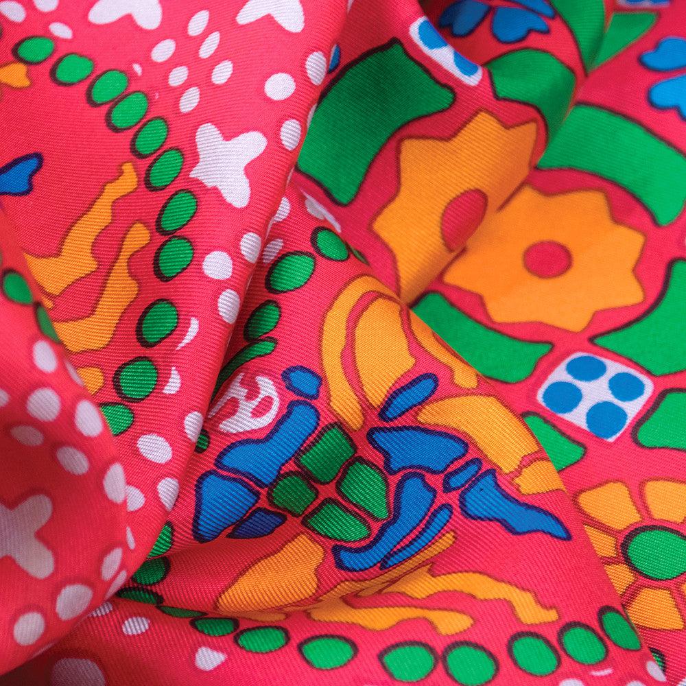 Orange Yves Saint Laurent Ethnic-Print Silk Scarf, 1970s For Sale