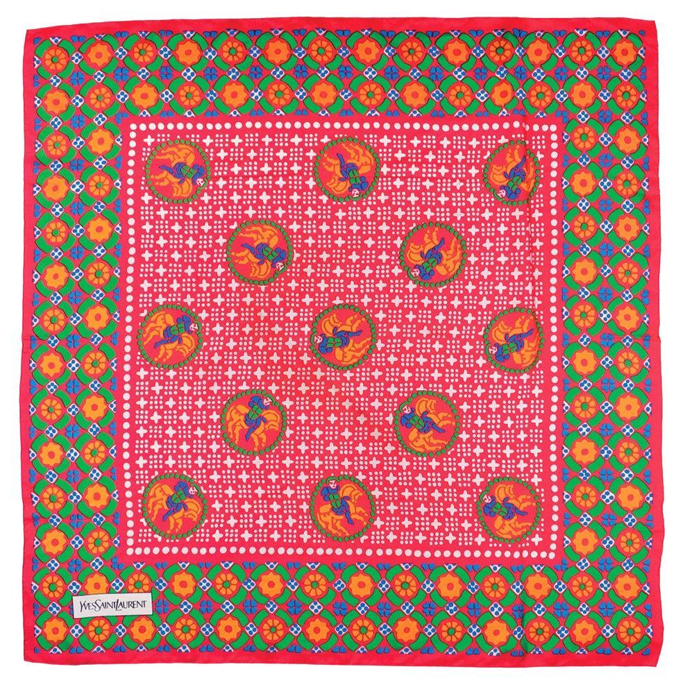 Yves Saint Laurent Ethnic-Print Silk Scarf, 1970s