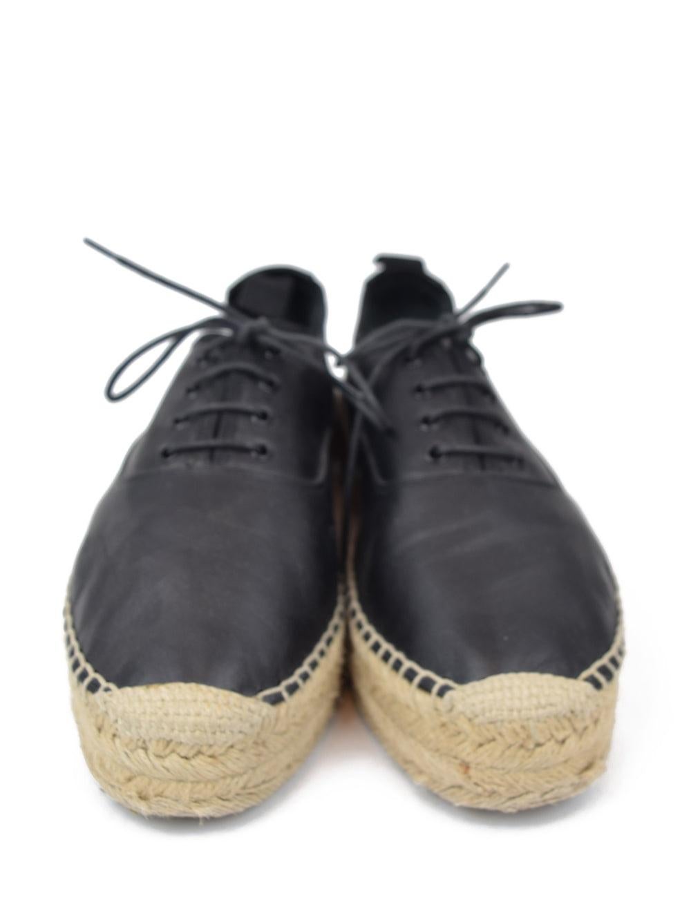 Yves Saint Laurent EU 38 Black Leather Espadrilles Shoes In Good Condition In Amman, JO