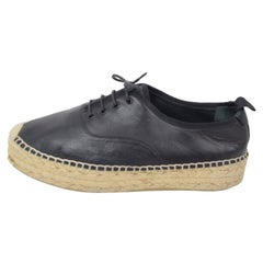 Yves Saint Laurent EU 38 Black Leather Espadrilles Shoes