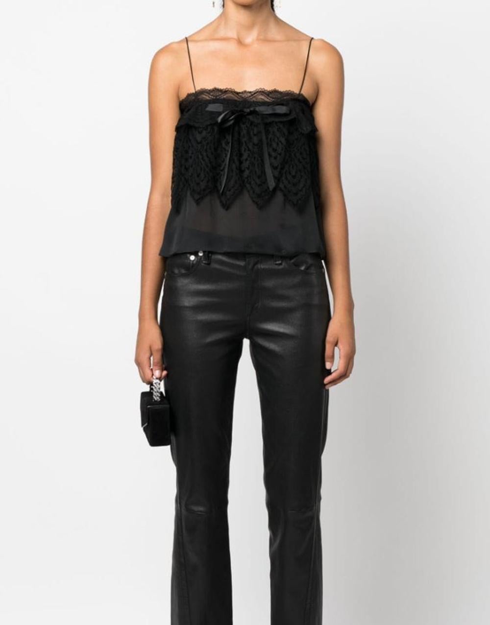 Yves Saint Laurent Evening Black Silk Lace Top For Sale 1