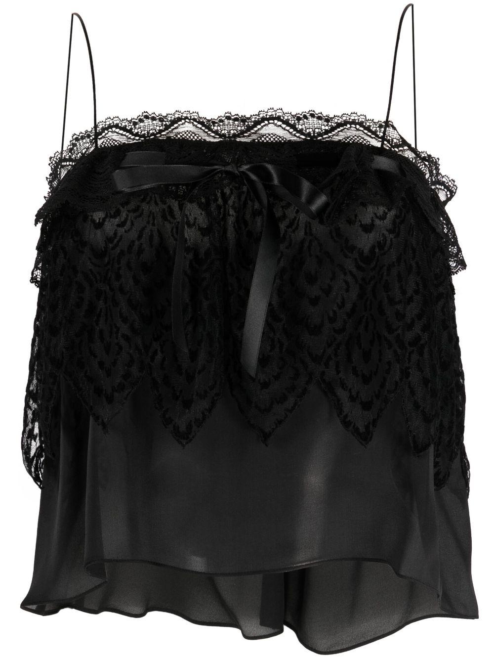 Yves Saint Laurent Evening Black Silk Lace Top For Sale 3