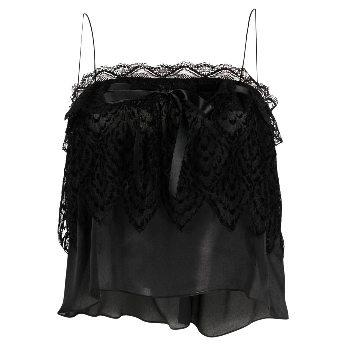 Yves Saint Laurent Evening Black Silk Lace Top For Sale