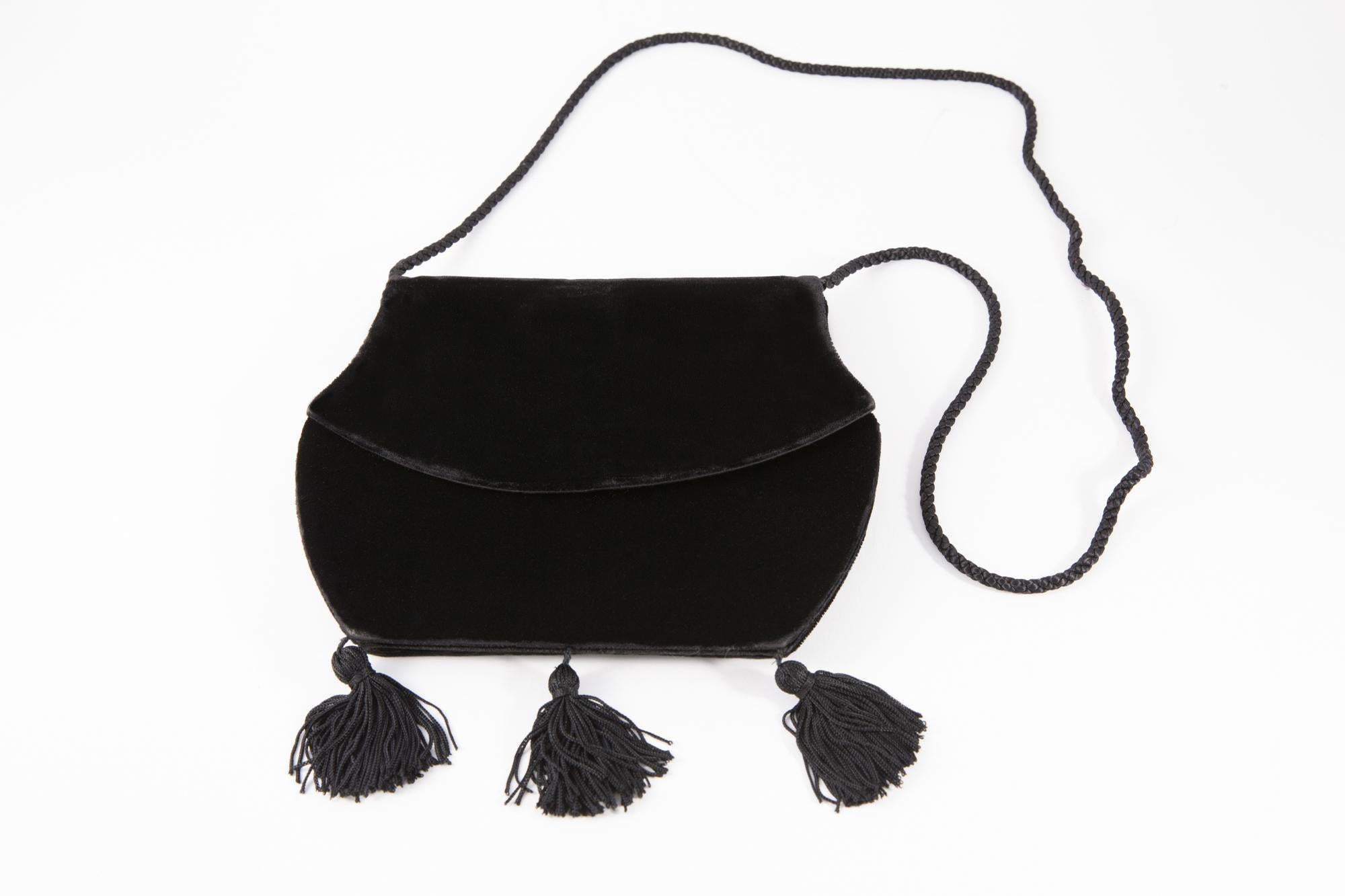 Yves Saint Laurent Evening Black Velvet Shoulder Bag 1