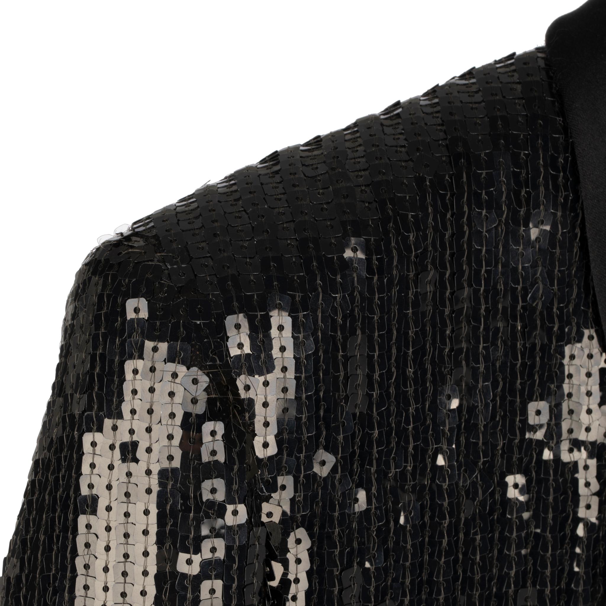 Yves Saint Laurent Evening Crop Jacket Black Sequin 36 Fr For Sale 1