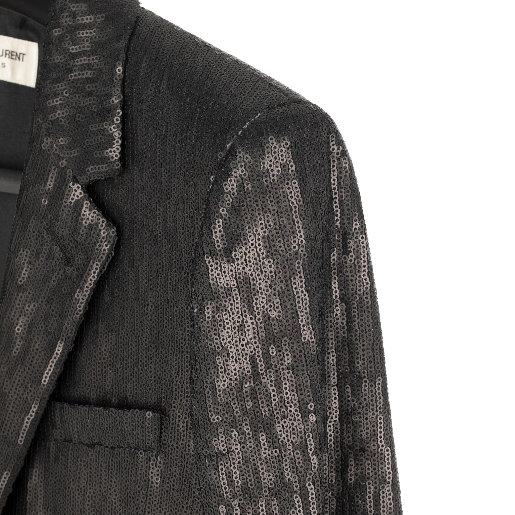 Women's Yves Saint Laurent Evening Jacket Black Sequin 34 Fr For Sale