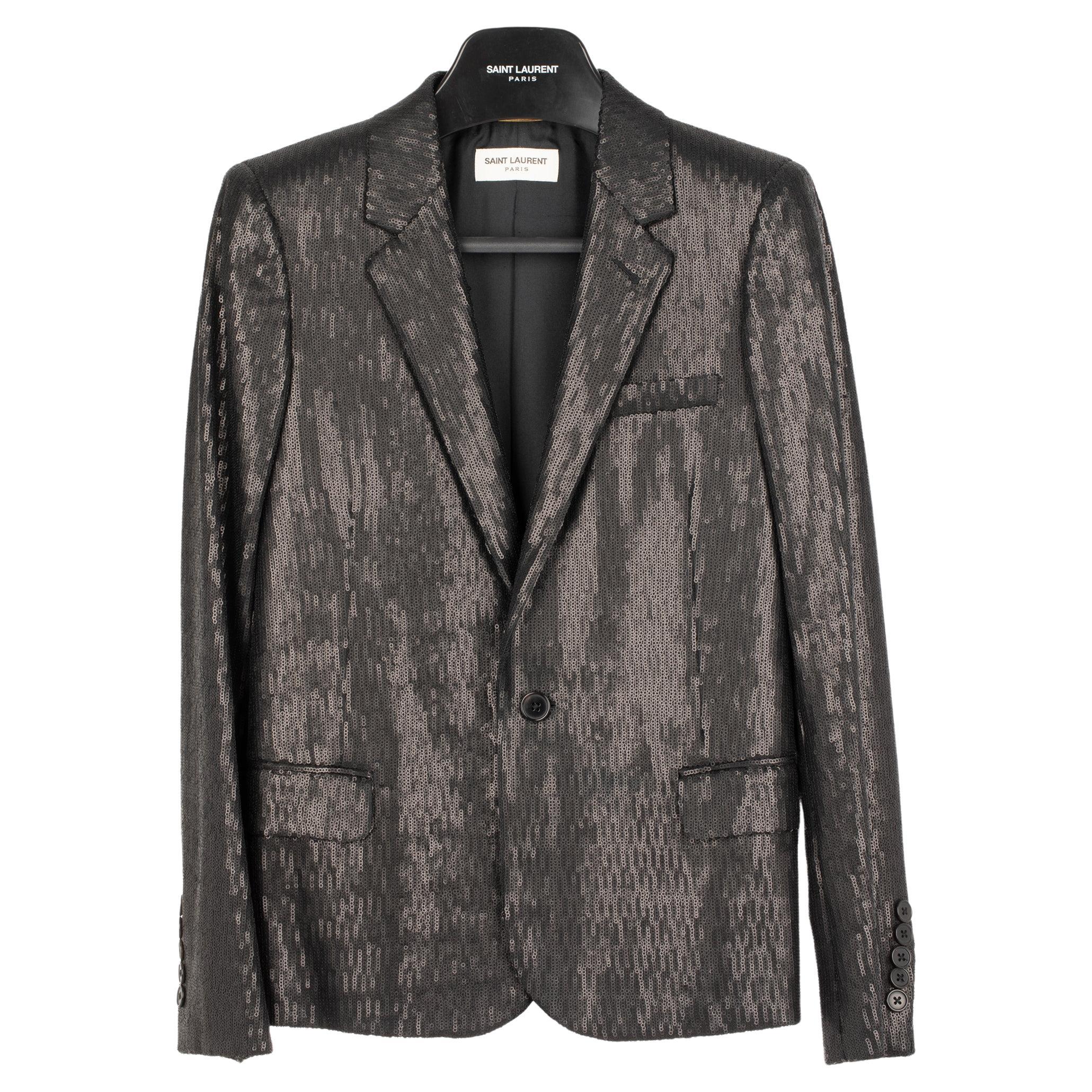 Yves Saint Laurent Evening Jacket Black Sequin 34 Fr For Sale