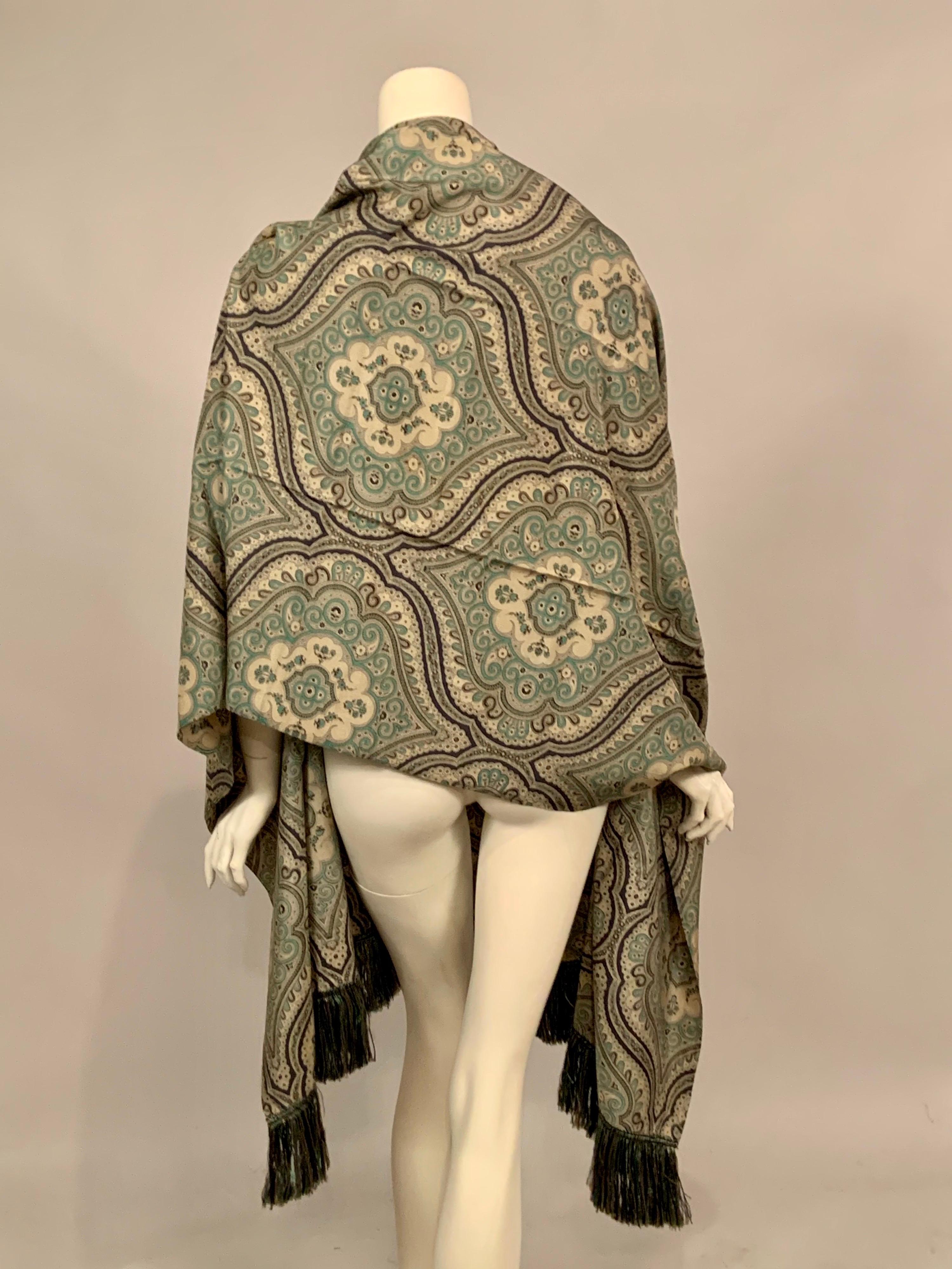 Brown Yves Saint Laurent Exotic Patterned Large Silk Shawl  Never Worn 