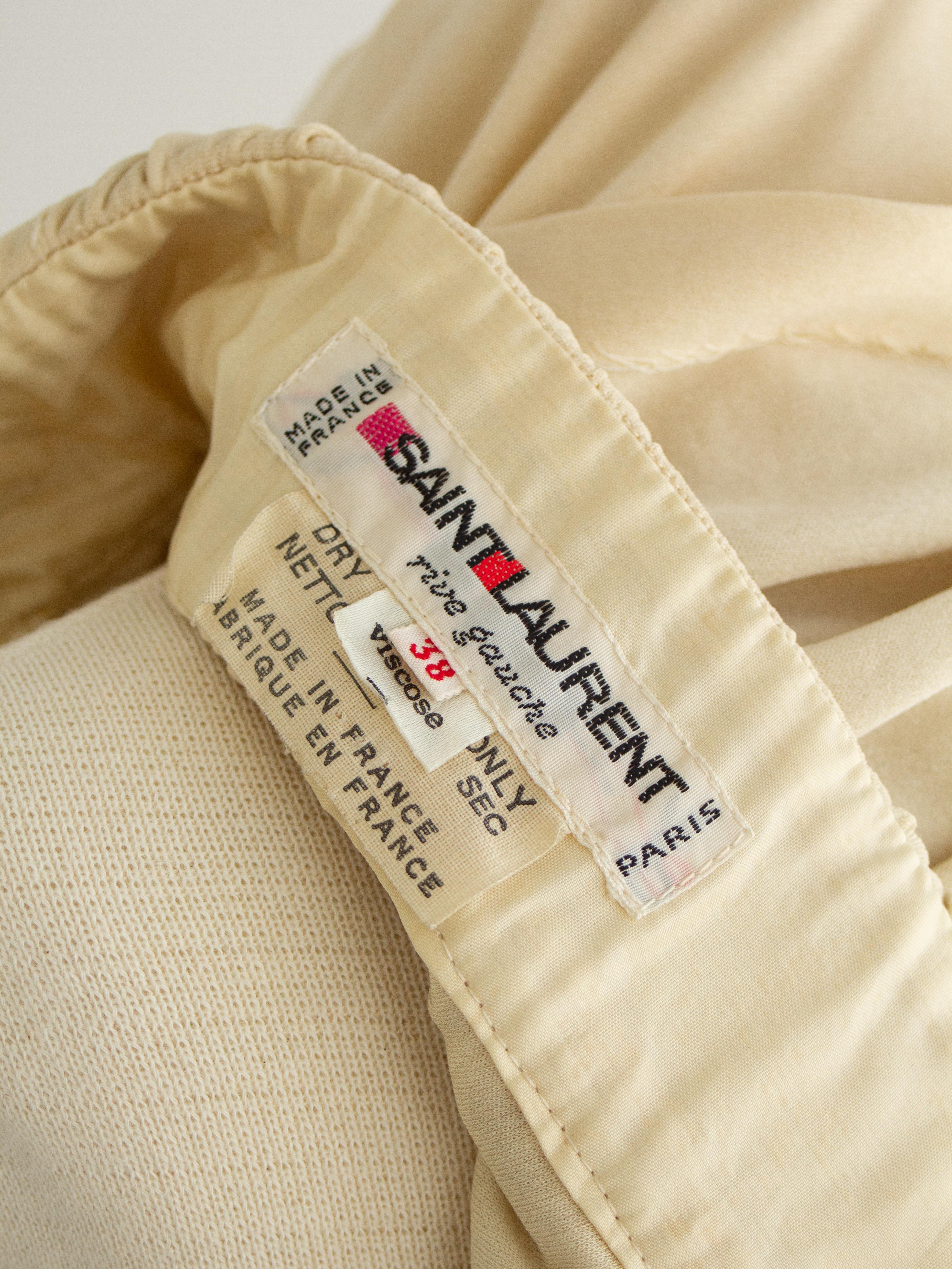 Yves Saint Laurent F/W 1975 Vintage Crema Oro Diosa Vestido Plisado 9