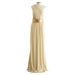 Yves Saint Laurent A/I 1975 Abito plissettato crema oro d'epoca
