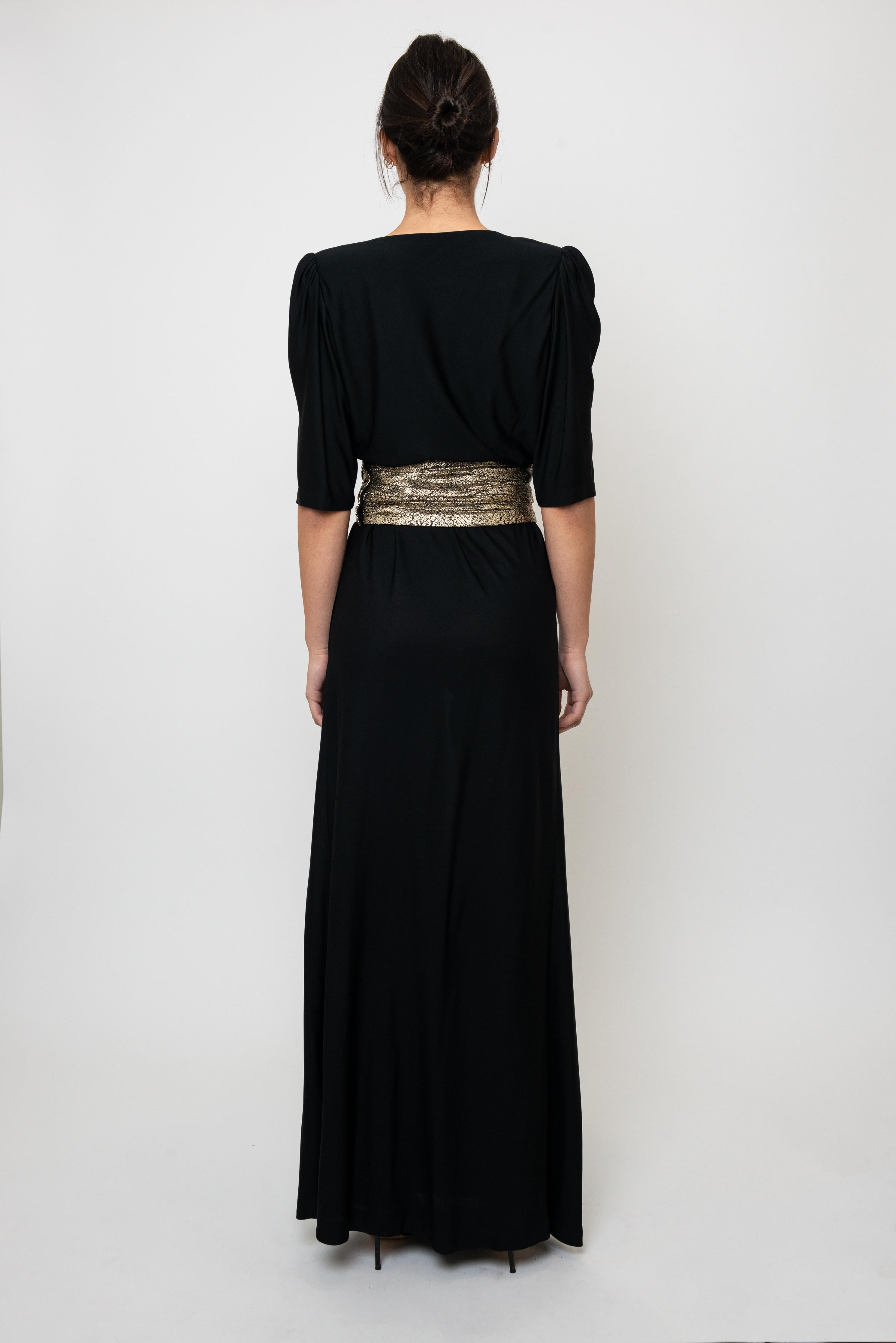 Yves Saint Laurent F/W 1986 Schwarz-goldene Robe im Zustand „Hervorragend“ in Los Angeles, CA